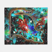 Cosmic Cat Lambda Fleecedecke (Vorderseite (Horizontal))