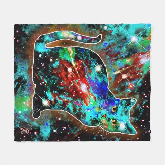 Cosmic Cat Lambda Fleecedecke (Vorderseite (Horizontal))