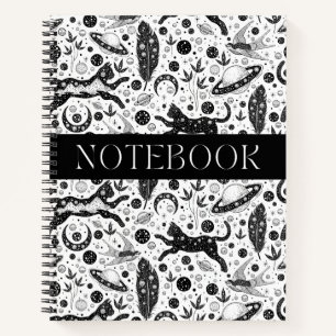 Cosmic Cat Magical Stars Planets Spiral Notebook Notizblock
