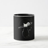 Cosmic Cat Minimalist Line Art Coffee Mug Tasse (Zentrum)