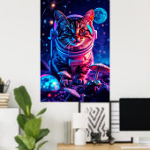 Cosmic Cat on Disco MuShrooms Poster (Heimbüro)