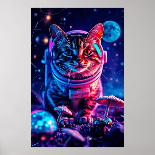 Cosmic Cat on Disco MuShrooms Poster (Vorne)