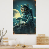 Cosmic Cat on Disco MuShrooms Poster (Küche)
