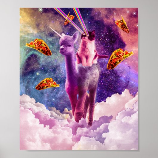 Cosmic Cat Riding Alpaca Poster (Vorne)