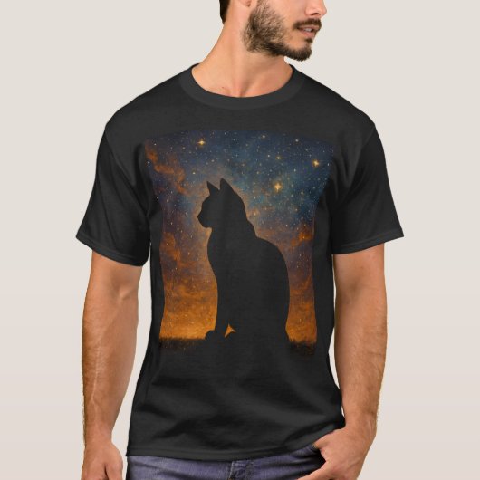 Cosmic Cat Silhouette T-Shirt (Vorderseite)