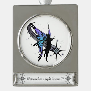 Cosmic Cat Star Banner-Ornament Silber