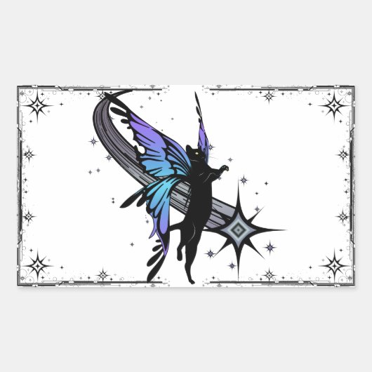 Cosmic Cat Star Rechteckiger Aufkleber (Vorderseite)