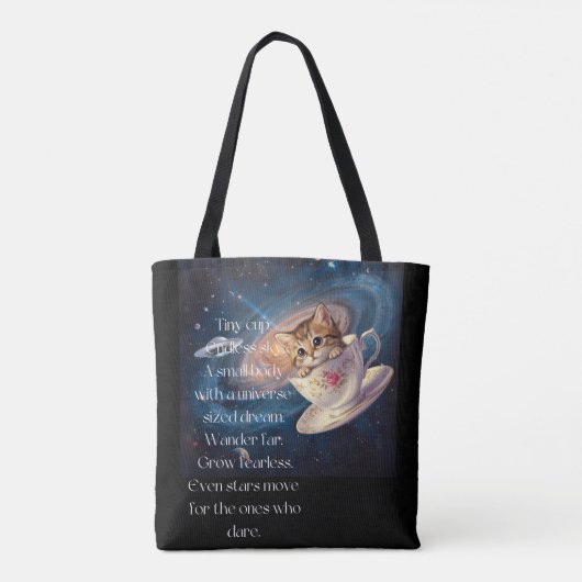 Cosmic Cat Tote Bag – Cute Space Kitten  Tasche (Rückseite)