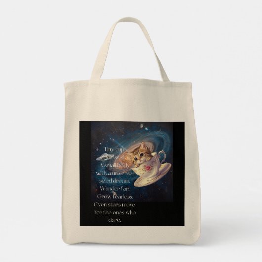 Cosmic Cat Tote Bag – Cute Space Kitten Tragetasche (Rückseite)