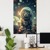 Cosmic Cat Trip - Retro Space Poster (Heimbüro)