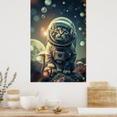 Cosmic Cat Trip - Retro Space Poster (Küche)