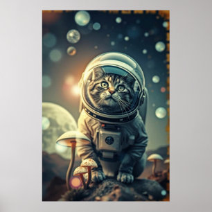 Cosmic Cat Trip - Retro Space Poster