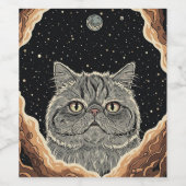 Cosmic Cat Weinetikett (Einzelnes Label)