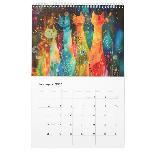 Cosmic Cats – Abstract Felines in Galaxy Realms Kalender (Jan 2026)
