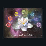 *~* Cosmic Celestial Chakra Cosmos Canvas Print Postkarte<br><div class="desc">ENERGIE ERWEITERTE BLUME - Lotus Cosmic Stellar Universe Galaxy , Nebula Celestial Chakra Art Malerei künstlerisch FRAMEABLE POSTCARD DRUCKER für Zuhause oder Business Mauer. Bearbeiten oder Löschen Sie den Text. Die Symbole für die Crown Chakra , das 3rd Eye Chakra , Throat Chakra , das Herz Chakra , das Solar...</div>