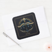 Cosmic Centaur Zodiac Sign Black Gold Sagittarius Quadratischer Aufkleber (Umschlag)