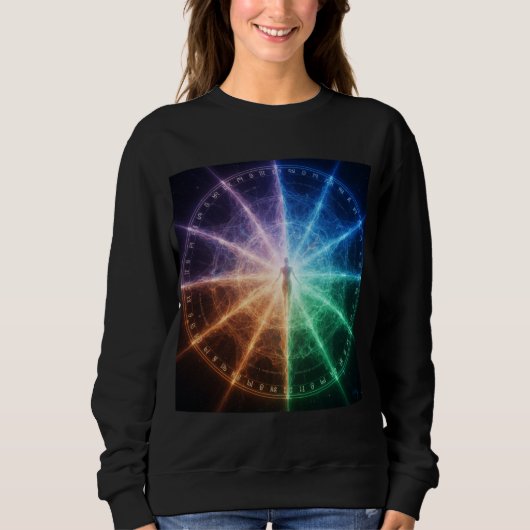 Cosmic Chakra Zodiac Energy Wheel Spiritual Manife Sweatshirt (Vorderseite)
