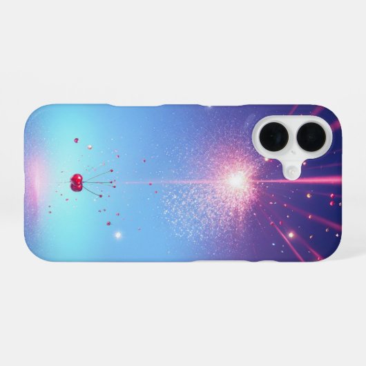 Cosmic Cherry Phone Case - Celestial Light Burst iPhone 16 Hülle (Rückseite (Horizontal))