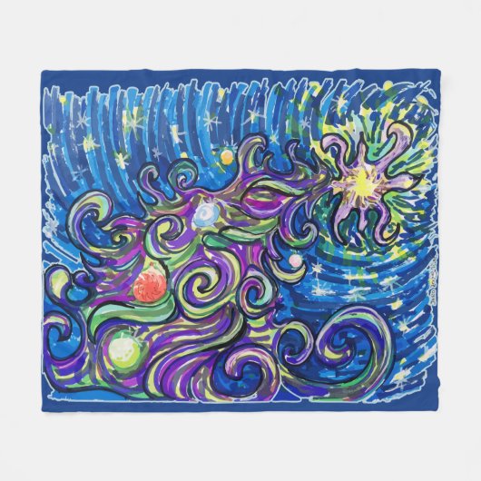 Cosmic Christmas Tree Fleecedecke (Vorderseite (Horizontal))