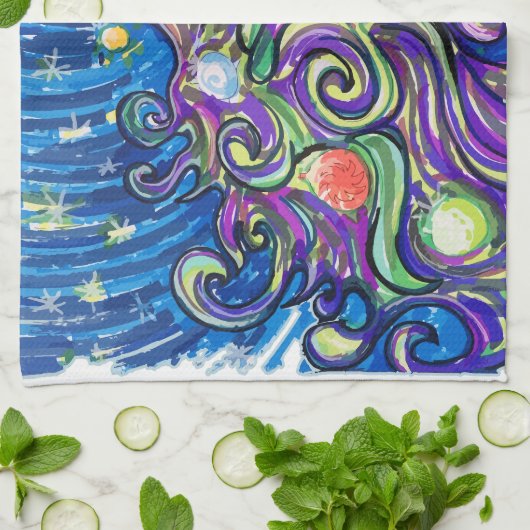 Cosmic Christmas Tree Geschirrtuch (Gefaltet)