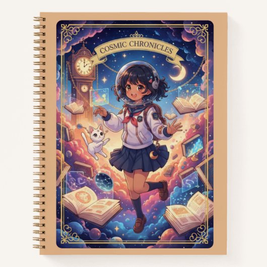 Cosmic Chronicles Astronaut Anime Girl Journal Notizblock (Vorderseite)