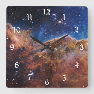 Cosmic Cliffs Carina Nebula Space Webb Telescope  Quadratische Wanduhr