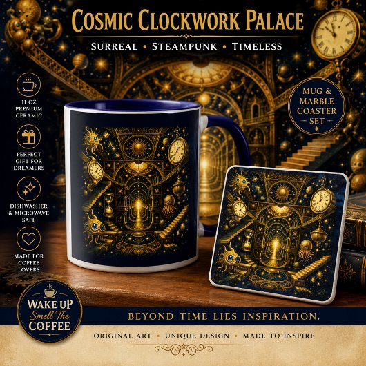 Cosmic Clockwork Palace Kaffee Tasse