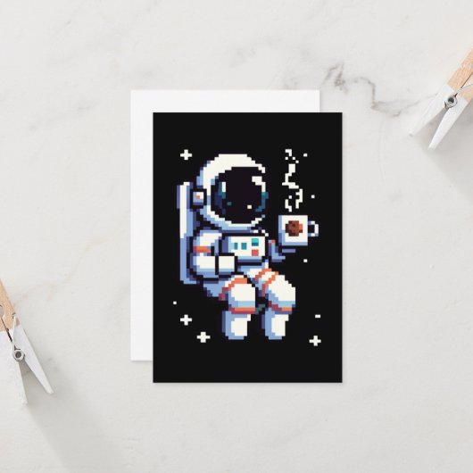 Cosmic Coffee Break: Astro Java - Space Sipper Karte (Vorderseite/Rückseite Beispiel)