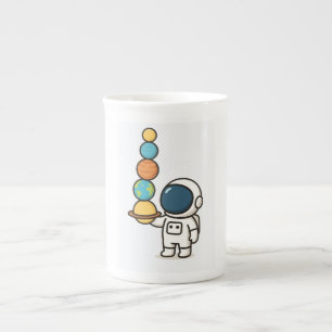 Cosmic Coffee Companion - Niedlicher Astronaut Porzellantasse