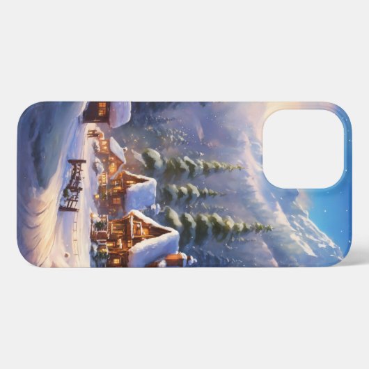 Cosmic Comfort: Ultra-Cosy Winterwald Weihnachten iPhone Hülle (Rückseite (Horizontal))