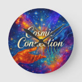 🪐 Cosmic Connection Decorative Clock Runde Wanduhr (Vorderseite)