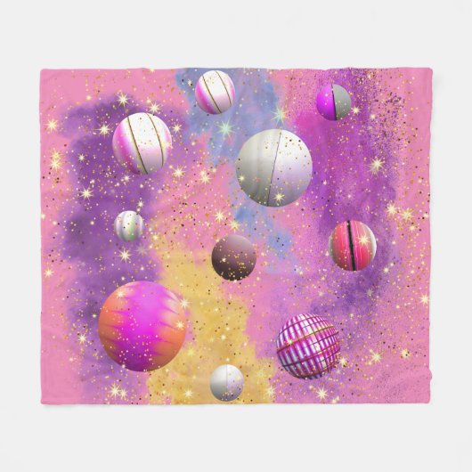 Cosmic Cotton Candy Galaxy Fleecedecke (Vorderseite (Horizontal))