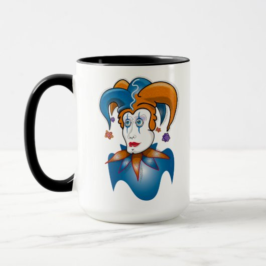 Cosmic Court Jester Harlequin Comedy Tasse (Links)