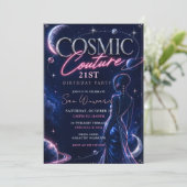 Cosmic Couture 21. Geburtstagsfeier Einladung (Stehend Vorderseite)