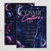 Cosmic Couture 21. Geburtstagsfeier Einladung (Vorne/Hinten)