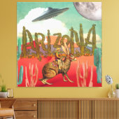 Cosmic Cowboy Arizona Jackalope Surreal Collage Leinwanddruck (Insitu (Wohnzimmer))