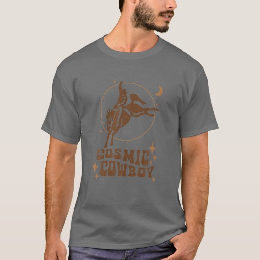 Cosmic Cowboy Riding Pferd Funny T-Shirt (Vorderseite)