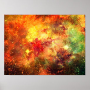 Cosmic Cradle-Original Art Poster-Space Orange Poster