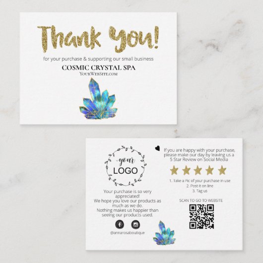 *~* COSMIC CRYSTALS - DANK DANK QR AP8 Review Begleitkarte (Vorne/Hinten)