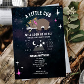 Cosmic Cub Pink Girl Babydusche Einladung