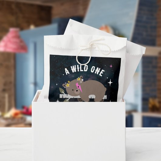 Cosmic Cub Sleepy Wild One Pink Girl Baby Dusche Geschenktütchen