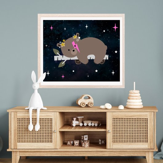 Cosmic Cub Sleepy Wild One Pink Girl Kinderzimmer Poster