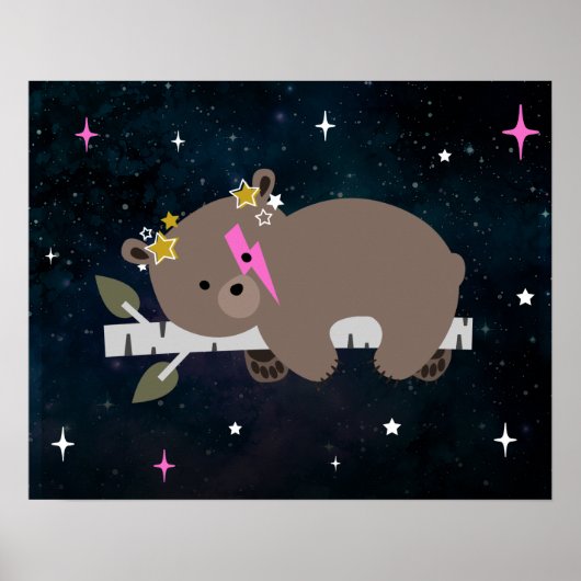 Cosmic Cub Sleepy Wild One Pink Girl Kinderzimmer Poster (Vorne)