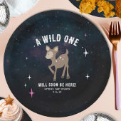 Cosmic Deer Wild One Pink Girl Baby Dusche Pappteller