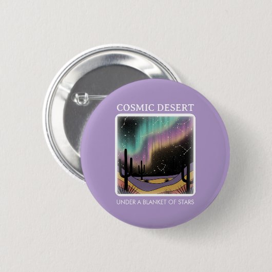 Cosmic Desert Aurora • Retro Western Night Sky Button (Vorne & Hinten)