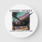 Cosmic Desert Aurora • Retro Western Night Sky Runde Wanduhr (Vorderseite)