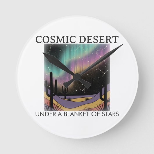 Cosmic Desert Aurora • Retro Western Night Sky Runde Wanduhr (Vorderseite)