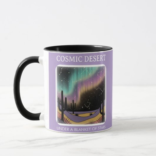 Cosmic Desert Aurora • Retro Western Night Sky Tasse (Links)