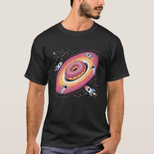 Cosmic Donut Space Black Hole Funny Rocket Sci-Fi T-Shirt (Vorderseite)
