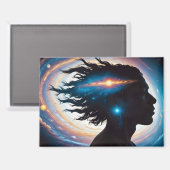Cosmic Double Exposure Space Infinity Universe Art Magnet (Vorderseite/Rückseite)